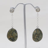 Rainforest Jasper Silver Dangle Earrings