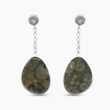 Rainforest Jasper Silver Dangle Earrings
