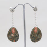 Rainforest Jasper Silver Dangle Earrings