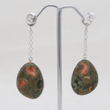 Rainforest Jasper Silver Dangle Earrings