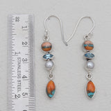 Turquoise Spiny Oyster Silver Earrings