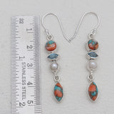 Turquoise Spiny Oyster Silver Earrings
