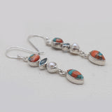 Turquoise Spiny Oyster Silver Earrings