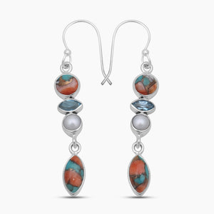 Turquoise Spiny Oyster Silver Earrings