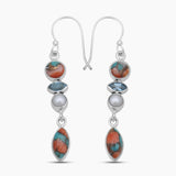 Turquoise Spiny Oyster Silver Earrings