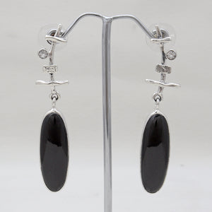 Black Onyx Silver Designer Earrings