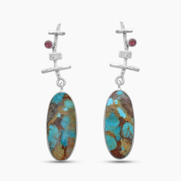 Boulder Turquoise Silver Earrings