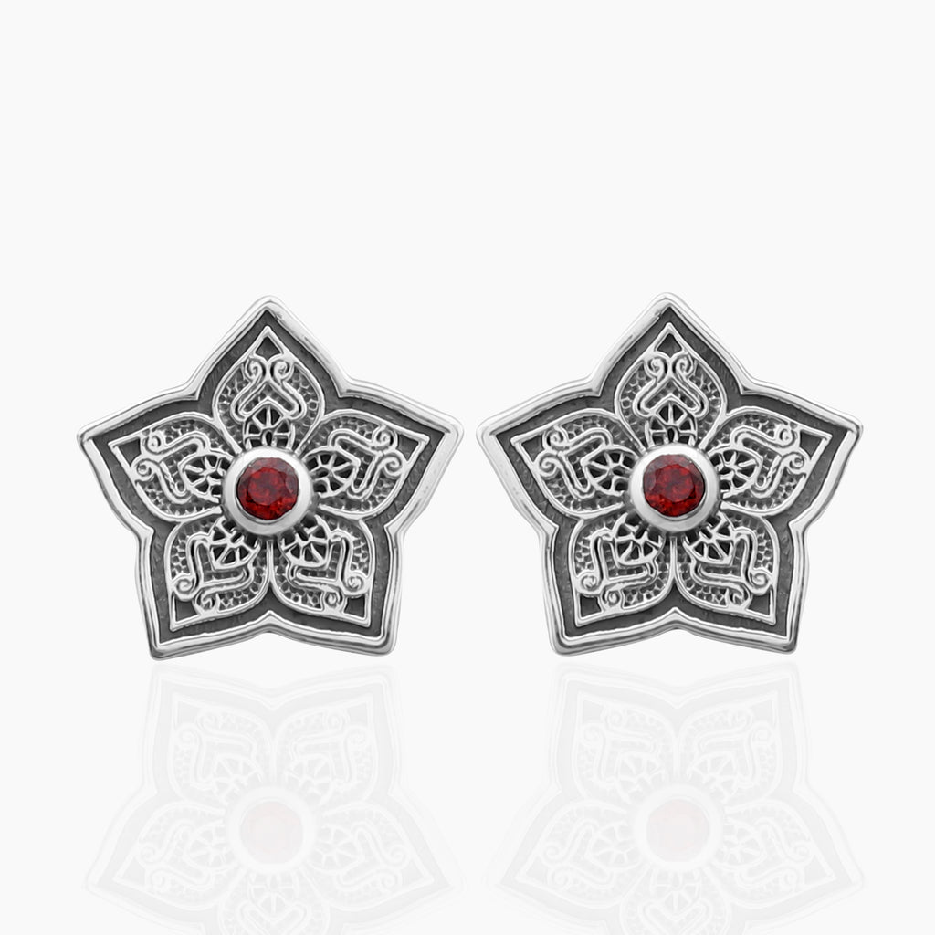 Garnet Silver Studs Studs Earrings