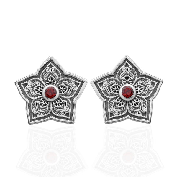 Garnet Silver Studs Studs Earrings