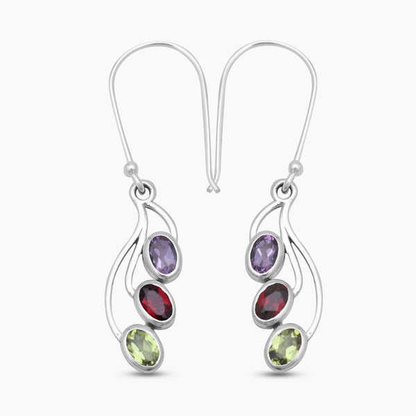 925 Sterling Silver Multistone Earrings
