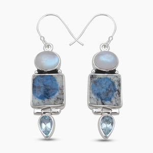 K2 Jasper & Rainbow Moonstone Silver Earrings