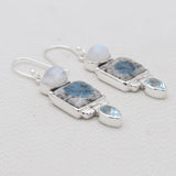 K2 Jasper & Rainbow Moonstone Silver Earrings