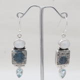 K2 Jasper & Rainbow Moonstone Silver Earrings