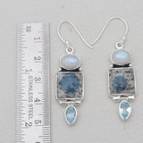 K2 Jasper & Rainbow Moonstone Silver Earrings