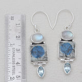 K2 Jasper & Rainbow Moonstone Silver Earrings
