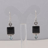 Black Onyx Silver Earrings
