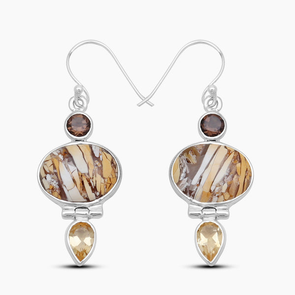 Brecciated Mookaite Silver Earrings