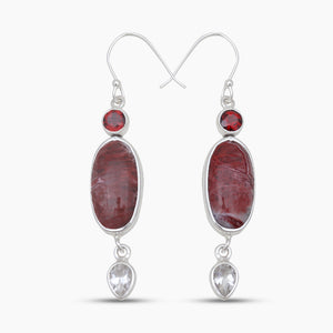 Crazy Lace Agate Silver Designer Drop Earrings