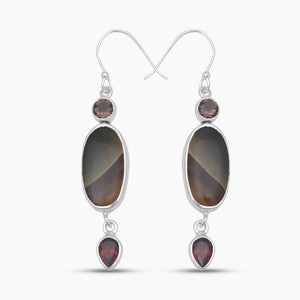 Crazy Lace Agate Silver Designer Drop Earrings