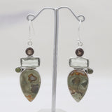 Rainforest Jasper With Multistone Silver Earrings