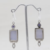 Blue Lace Agate Silver Designer Earrings