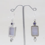 Blue Lace Agate Silver Designer Earrings