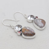 Crazy Lace Agate Silver Designer Earrings