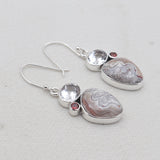 Crazy Lace Agate Silver Designer Earrings