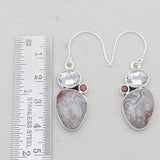 Crazy Lace Agate Silver Designer Earrings