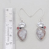 Crazy Lace Agate Silver Designer Earrings