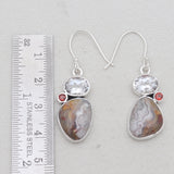 Crazy Lace Agate Silver Designer Earrings