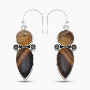 Tiger Eye Silver Earrings