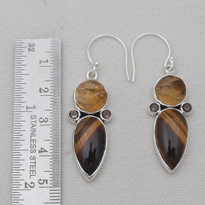 Tiger Eye Silver Earrings