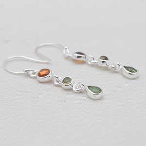 Multi-Tourmaline Silver Drop Earrings