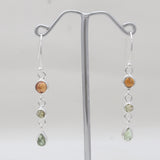 Multi-Tourmaline Silver Drop Earrings