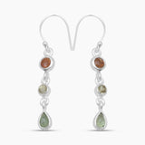 Multi-Tourmaline Silver Drop Earrings