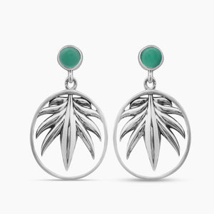 Green Onyx Silver Earrings