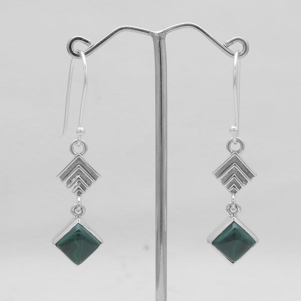 Malachite Silver Earrings