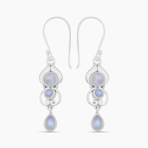 Rainbow Moonstone Silver Earrings