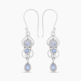 Rainbow Moonstone Silver Earrings