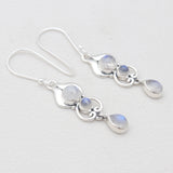 Rainbow Moonstone Silver Earrings