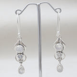 Rainbow Moonstone Silver Earrings