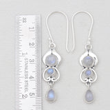 Rainbow Moonstone Silver Earrings