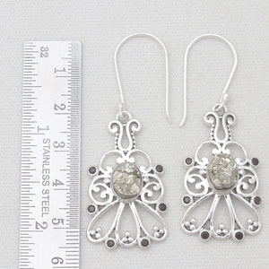 Pyrite Druzy & Smoky Quartz Silver Earrings