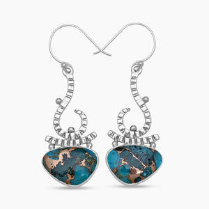 Blue Copper Turquoise Silver Earrings