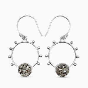 Pyrite Druzy Silver Earrings