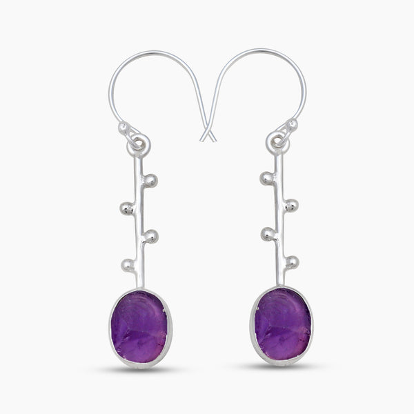 925 Sterling Silver Amethyst Earrings