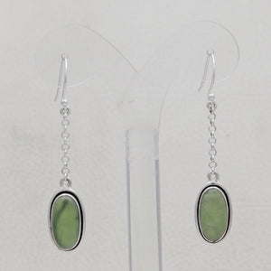925 Silver Nephrite Jade Earrings