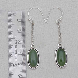 925 Silver Nephrite Jade Earrings
