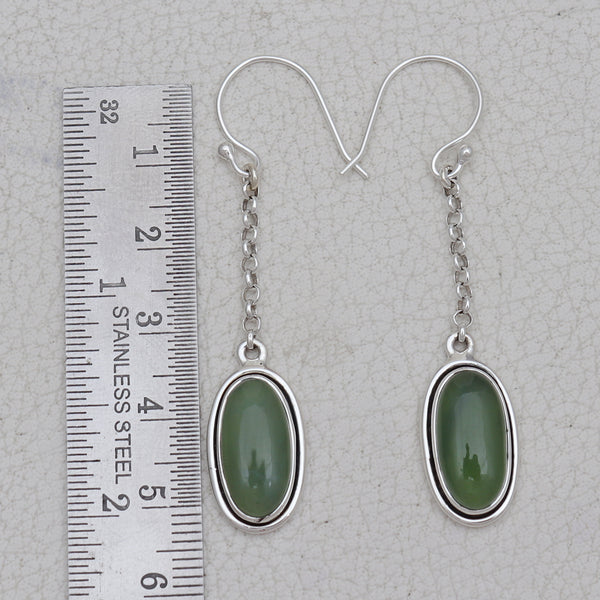 925 Silver Nephrite Jade Earrings